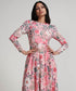 Long Sleeve Printed Chiffon Maxi Dress